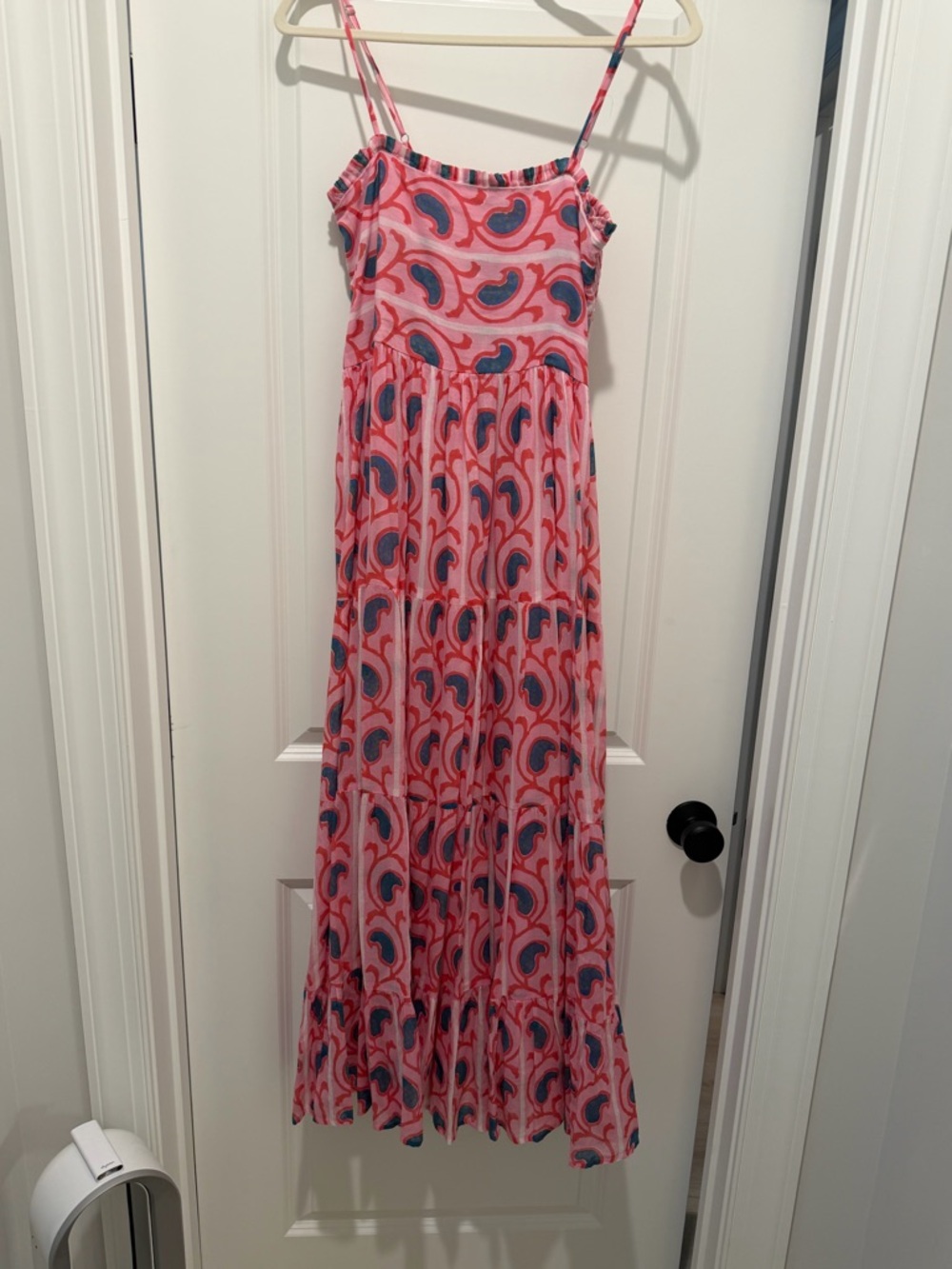 Oliphant Pink and Blue Paisley Maxi Dress